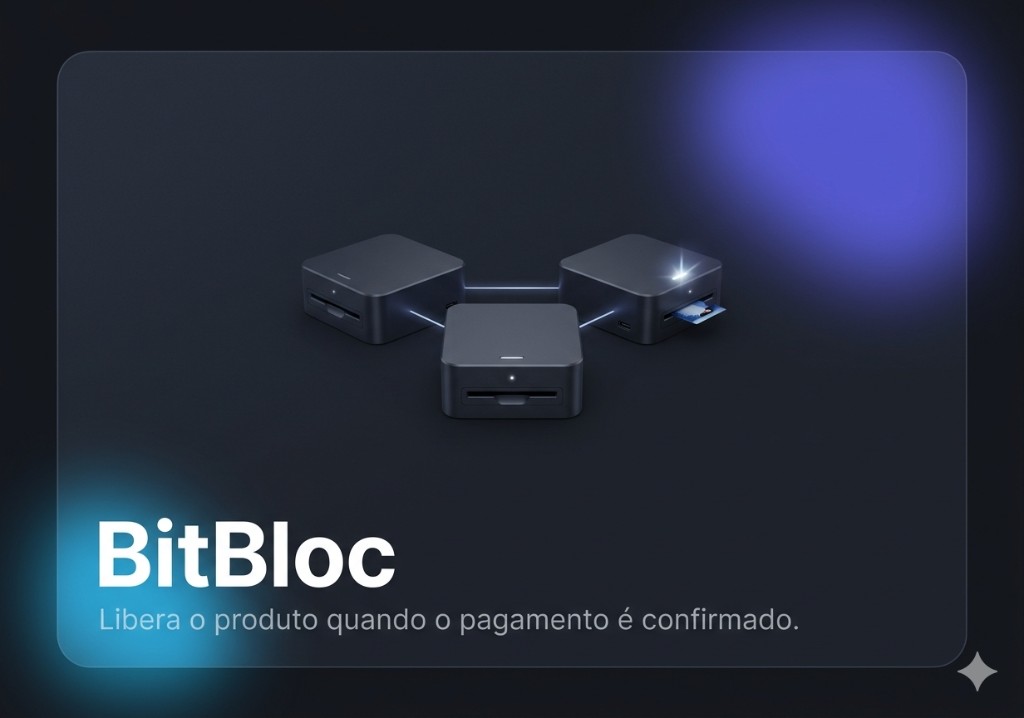 Módulos BitBloc conectados, liberando o produto quando o pagamento é confirmado